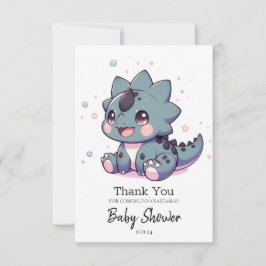 Tarjeta De Agradecimiento Baby Shower mítico de pequeños dinosaurios