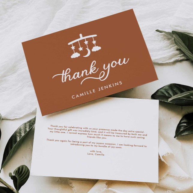 Tarjeta De Agradecimiento Baby Shower moderno (Modern Terracotta Baby Shower Thank you card)