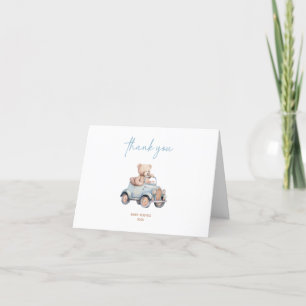 Tarjeta De Agradecimiento Baby Shower moderno Blue Teddy Bear Boy