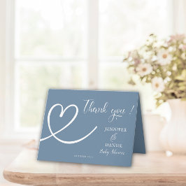 Tarjeta De Agradecimiento Baby Shower moderno con elegancia azul minimalista
