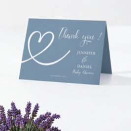 Tarjeta De Agradecimiento Baby Shower moderno con elegancia azul minimalista