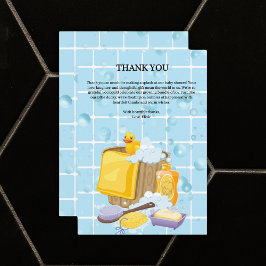 Tarjeta De Agradecimiento Baby Shower moderno de burbujas de caucho Ducky
