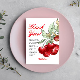 Tarjeta De Agradecimiento Baby Shower moderno de cerezas rojas