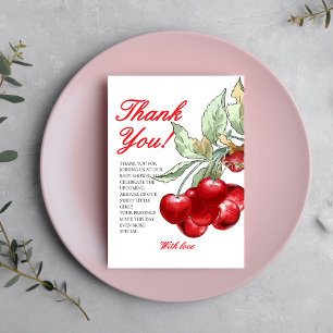 Tarjeta De Agradecimiento Baby Shower moderno de cerezas rojas