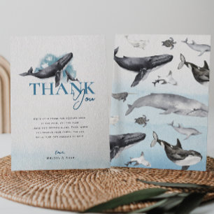 Tarjeta De Agradecimiento Baby Shower Moderno Rústico Oceánico Plano Vertica