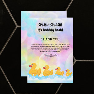 Tarjeta De Agradecimiento Baby Shower moderno y colorido de duques de goma