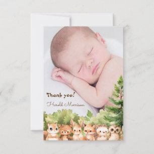 Tarjeta De Agradecimiento Baby Shower moderno y rústico