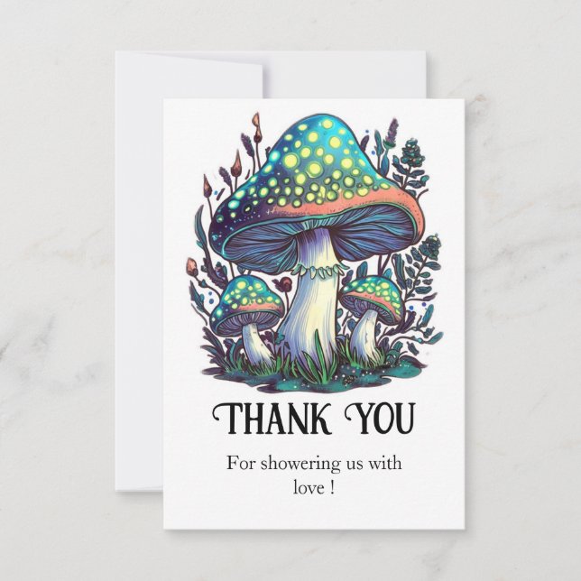 Tarjeta De Agradecimiento Baby Shower Mystical Dreamy Mushroom (Anverso)