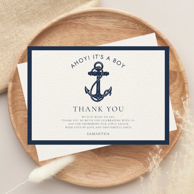 Tarjeta De Agradecimiento Baby Shower naumático (Ahoy Anchor Baby Shower Thank You Card)