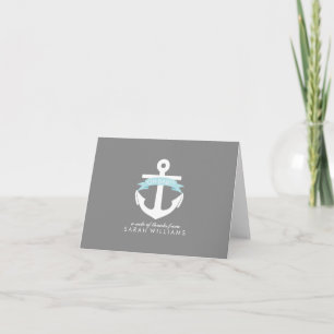 Tarjeta De Agradecimiento Baby Shower Nautical Anchor Azul