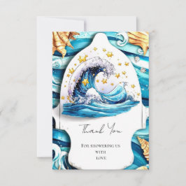 Tarjeta De Agradecimiento Baby Shower Nautical Ocean Waves