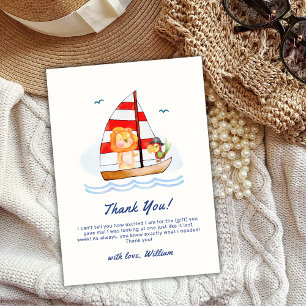 Tarjeta De Agradecimiento Baby Shower Nautical Wild Lion