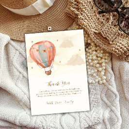 Tarjeta De Agradecimiento Baby Shower Neutral Boho Vintage Hot Air Balloon
