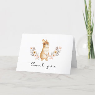 Tarjeta De Agradecimiento Baby Shower Neutral Bunny Wildflower
