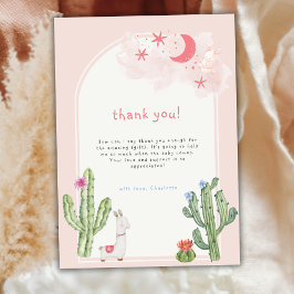 Tarjeta De Agradecimiento Baby Shower Neutral de arco de boho rosa cactus