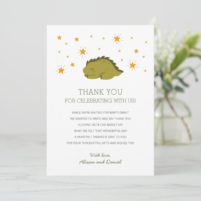 Tarjeta De Agradecimiento Baby Shower neutral de género de las estrellas de  (Anverso de pie)
