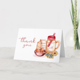 Tarjeta De Agradecimiento Baby Shower Neutral de Género Leche y Cookie