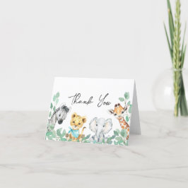 Tarjeta De Agradecimiento Baby Shower Neutral de género Safari Animales Gree