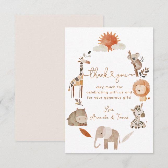 Tarjeta De Agradecimiento Baby Shower Neutral Neutral Minimal (Anverso / Reverso)