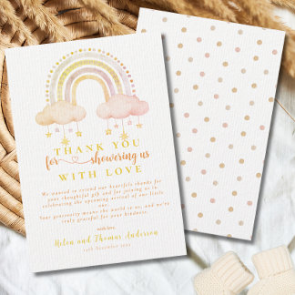 Tarjeta De Agradecimiento Baby Shower neutral sobre el género arcoiris del B