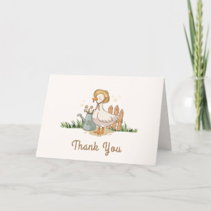 Tarjeta De Agradecimiento Baby Shower Neutral Vintage Little Duckling Garden