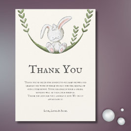 Tarjeta De Agradecimiento Baby Shower neutro de conejo moderno