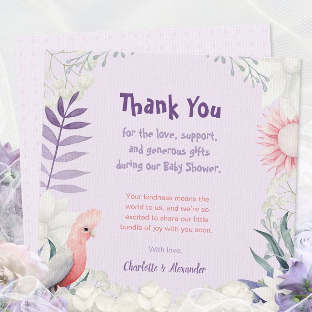 Tarjeta De Agradecimiento Baby Shower neutro de género de lavanda encantada (Enchanted Lavender Garden Gender-Neutral Baby Show Thank You Card ©Susanne Sachers - Sunny Mind 🌞)