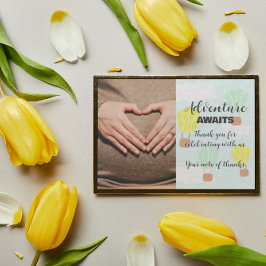 Tarjeta De Agradecimiento Baby Shower neutro en globo de aire caliente