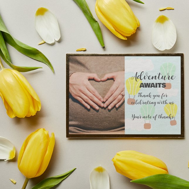 Tarjeta De Agradecimiento Baby Shower neutro en globo de aire caliente (Subido por el creador)