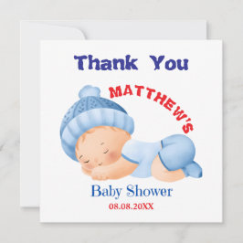 Tarjeta De Agradecimiento Baby Shower Niño, Baby Shower Niño Azul