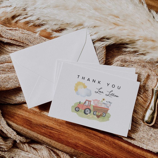 Tarjeta De Agradecimiento Baby Shower o cumpleaños de animales de granja (Subido por el creador)