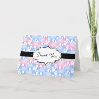 Tarjeta De Agradecimiento Baby Shower o Revelación de género de los elefante