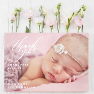 Tarjeta De Agradecimiento Baby Shower One Full Baby Photo Script Gracias