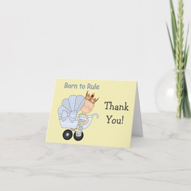 Tarjeta De Agradecimiento ¡Baby Shower para que el Príncipe+Nacido gobierne! (Anverso)