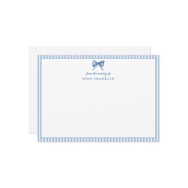 Tarjeta De Agradecimiento Baby Shower personalizada Boy Stationery Blue Bow (Anverso/Reverso In Situ)