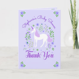Tarjeta De Agradecimiento Baby Shower personalizado de Unicorn Purple