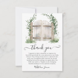 Tarjeta De Agradecimiento Baby Shower Peter Rabbit Garden Gate Greenery