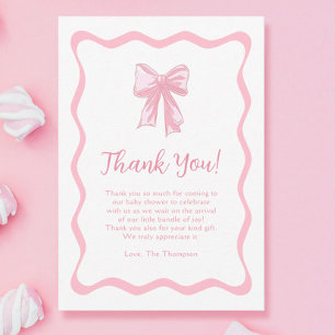 Tarjeta De Agradecimiento Baby Shower Pink Bow