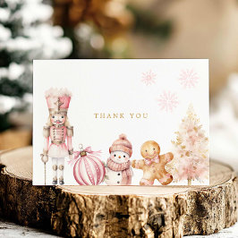 Tarjeta De Agradecimiento Baby Shower Pink Winter Wonderland