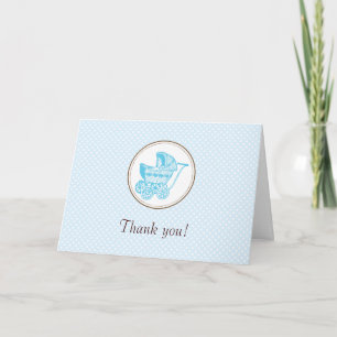 Tarjeta de agradecimiento Baby Shower Pram Classic