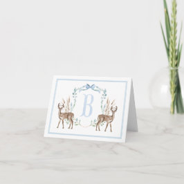 Tarjeta De Agradecimiento Baby Shower Preppy Southern Blue Boy Deer