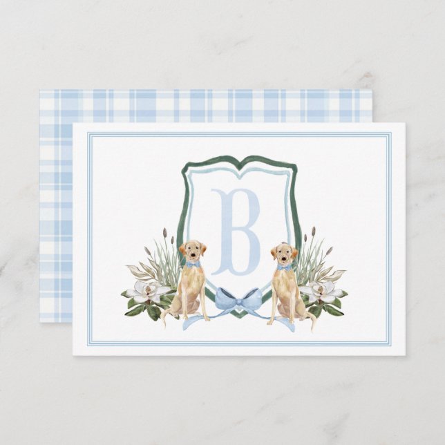 Tarjeta De Agradecimiento Baby Shower Preppy Southern Blue Boy Dog (Anverso / Reverso)
