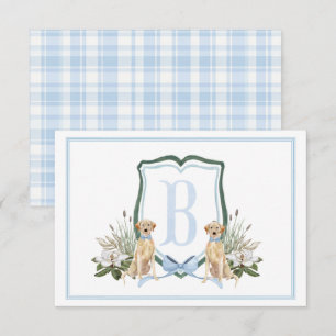 Tarjeta De Agradecimiento Baby Shower Preppy Southern Blue Boy Dog