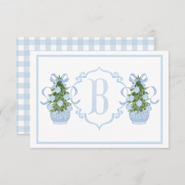 Tarjeta De Agradecimiento Baby Shower Preppy Southern Blue Chinoiserie (Anverso / Reverso)