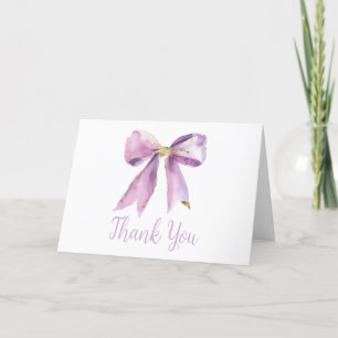 Tarjeta De Agradecimiento Baby Shower Purple Coquette Bow