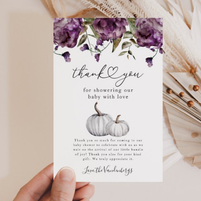 Tarjeta De Agradecimiento Baby Shower Purple Flower (Subido por el creador)