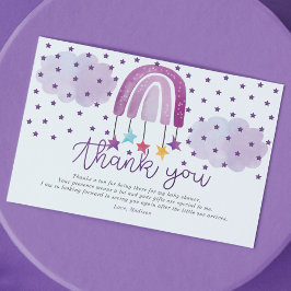 Tarjeta De Agradecimiento Baby Shower Purple Rainbow