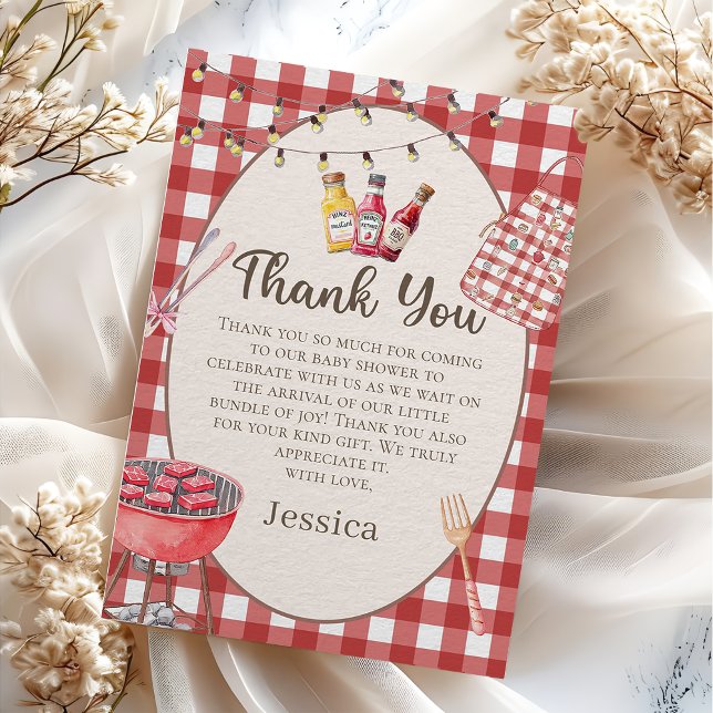 Tarjeta de agradecimiento Baby Shower Red Baby-Q (Subido por el creador)