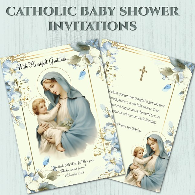 Tarjeta De Agradecimiento Baby Shower religioso Gracias a Mary Jesus (Subido por el creador)