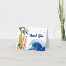 Baby Shower Retro Blue Ocean Wave Surfboard